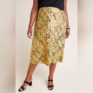 Anthropologie Current Air Python Print Satin Slip Skirt Sz XL